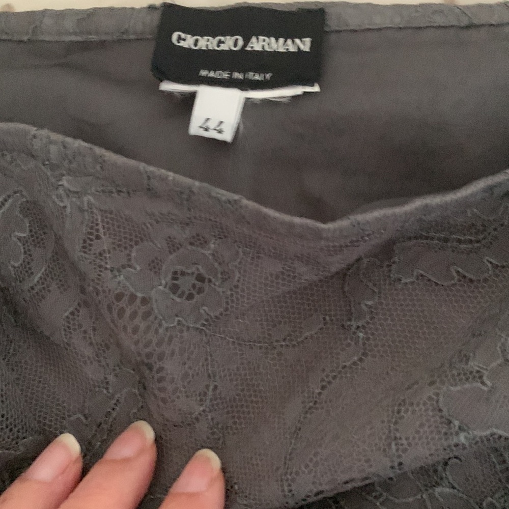 Gray lace vintage Giorgio Armani evening skirt Italian size 44 asymmetrical hem